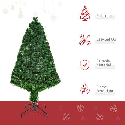 HOMCOM 4FT Pre-Lit Fibre Optic Artificial Christmas Tree Holiday Xmas DÃ©cor with Tree Topper Multi-Colour
