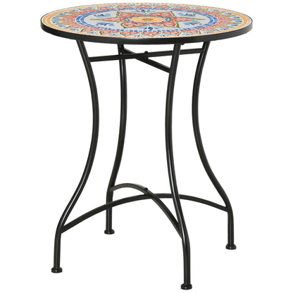 Outsunny _60cm Mosaic Outdoor Patio Table - Red
