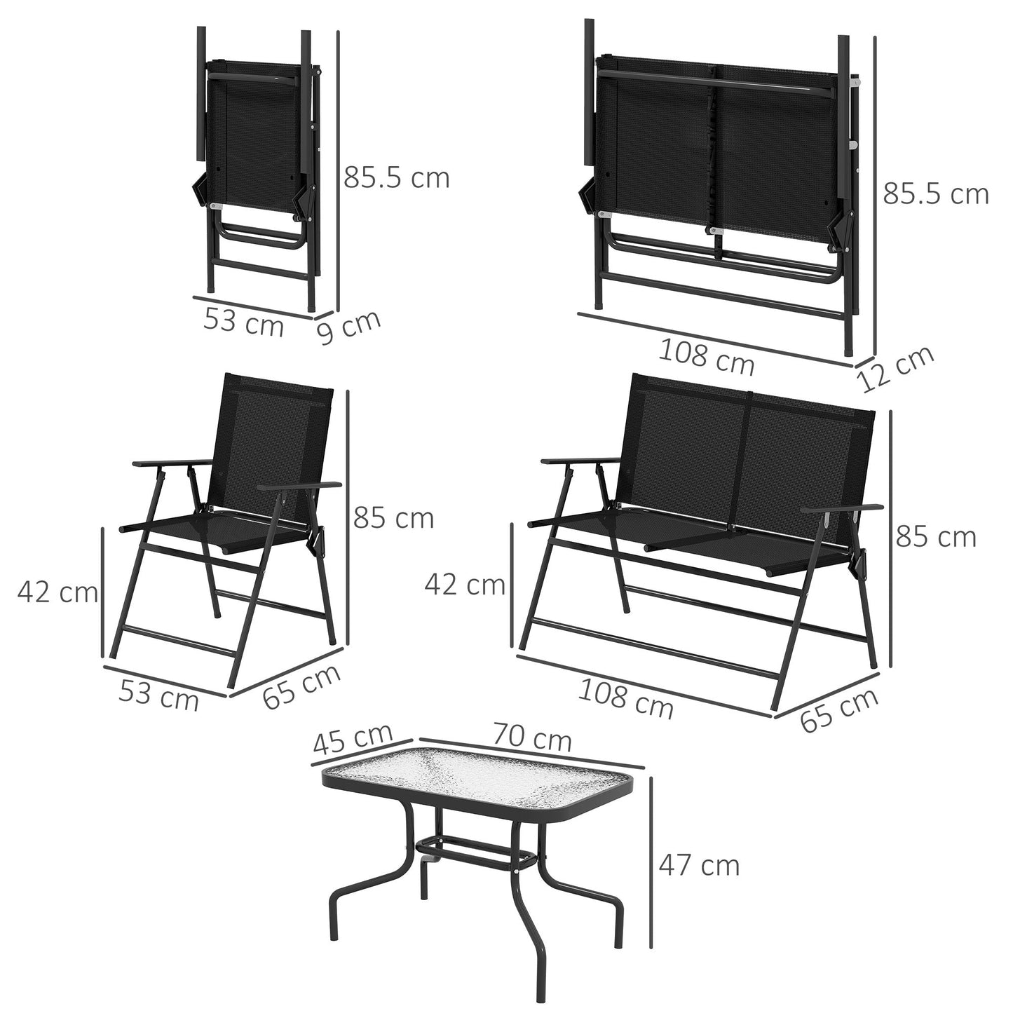Outsunny Four-Piece Metal Garden Sofa Set - Black