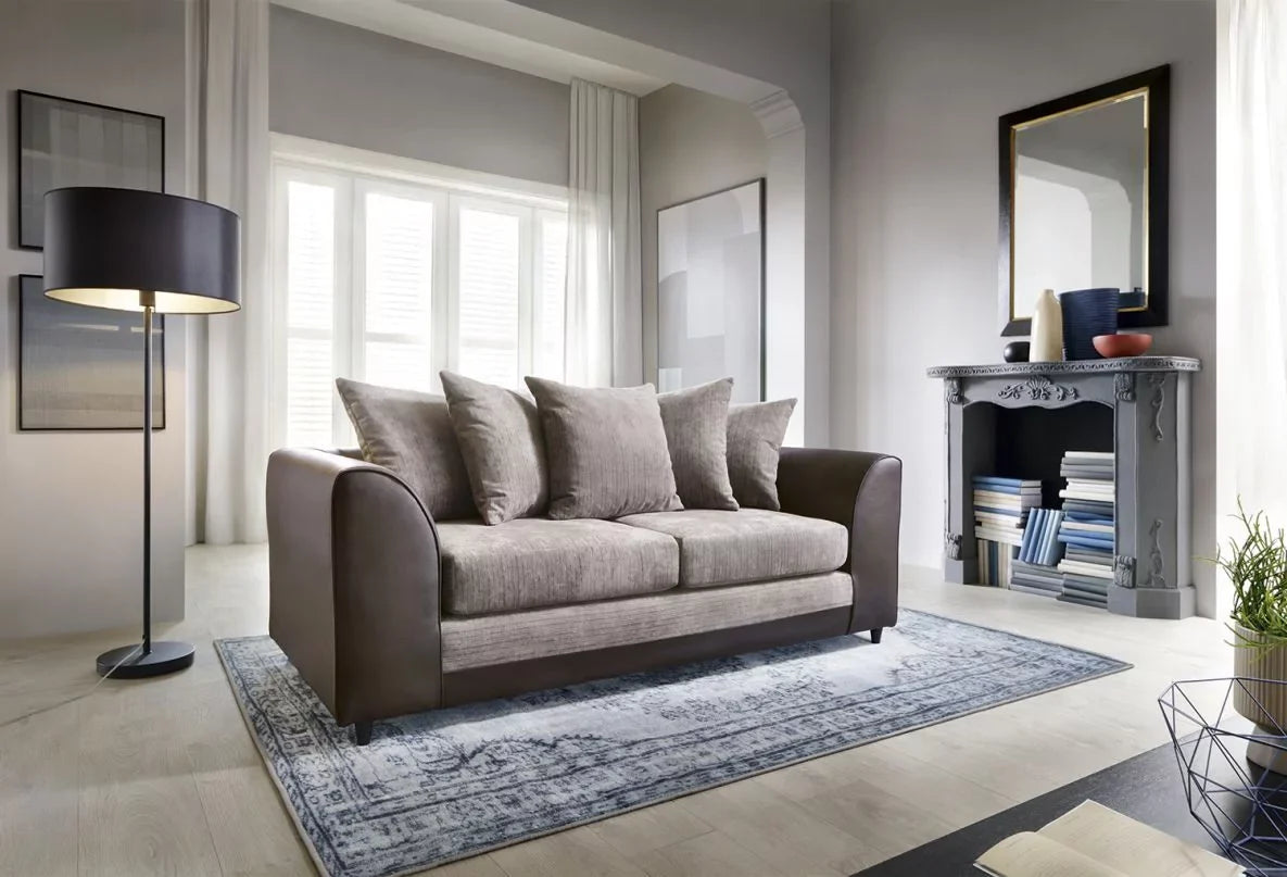 Linacre 2 + 3 Seater Sofa - Brown and Beige
