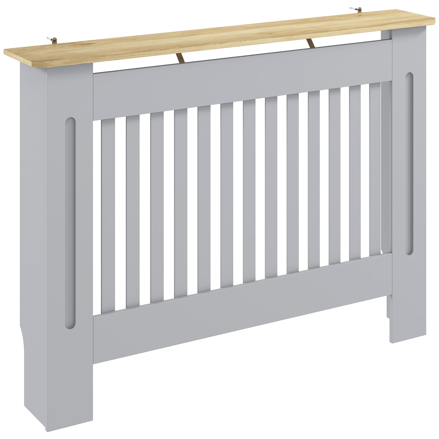 HOMCOM Slatted Radiator Cover, Painted Cabinet with Line Grill Design, 112L Ã 19W Ã 81H cm, Grey