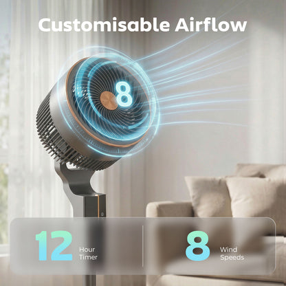 HOMCOM 20 dB Silent Standing Fan for Bedroom, 46" Pedestal Fan with Remote, 85Â° Oscillating, 8 Speeds