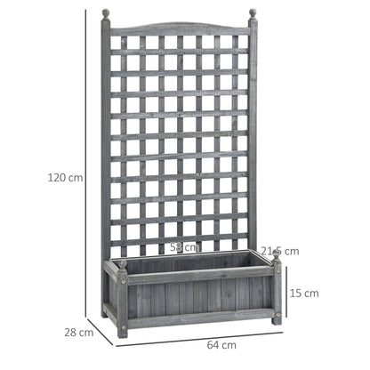 Outsunny Garden Planters with Trellis for Climbing Vines, Wood Raised Beds for Garden, Flower Pot, Indoor Outdoor, Grey