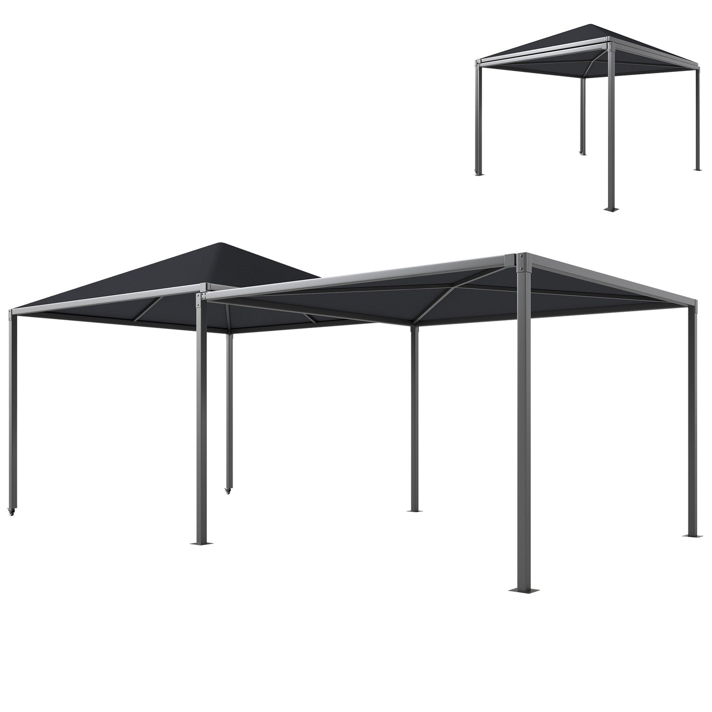 Outsunny 3 x 6m Garden Gazebo with Extendable Awning and Wheels,√Ç UPF30+ Outdoor√Ç Metal Gazebo√Ç Canopy√Ç Shelter√Ç for BBQ, Event, Party