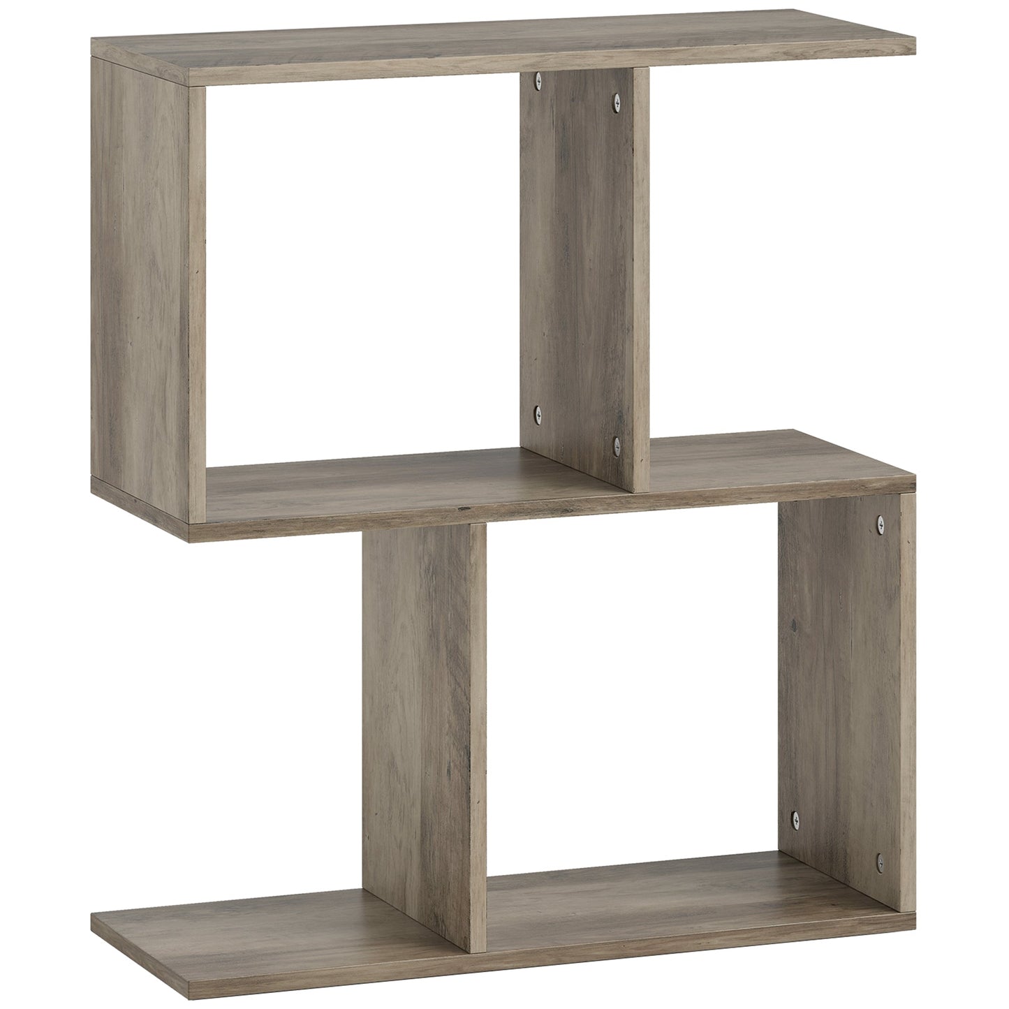 HOMCOM Side Table, Narrow End Table with Storage Shelves, S-Shaped, 3-Tier, 50W x 19.5D x 58H cm, Grey