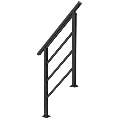 Outsunny Outdoor Handrail for Stairs, 0Â°-45Â° Adjustable Wrought Iron Exterior Handrail, Fit 1 to 3 Steps Stair Railing
