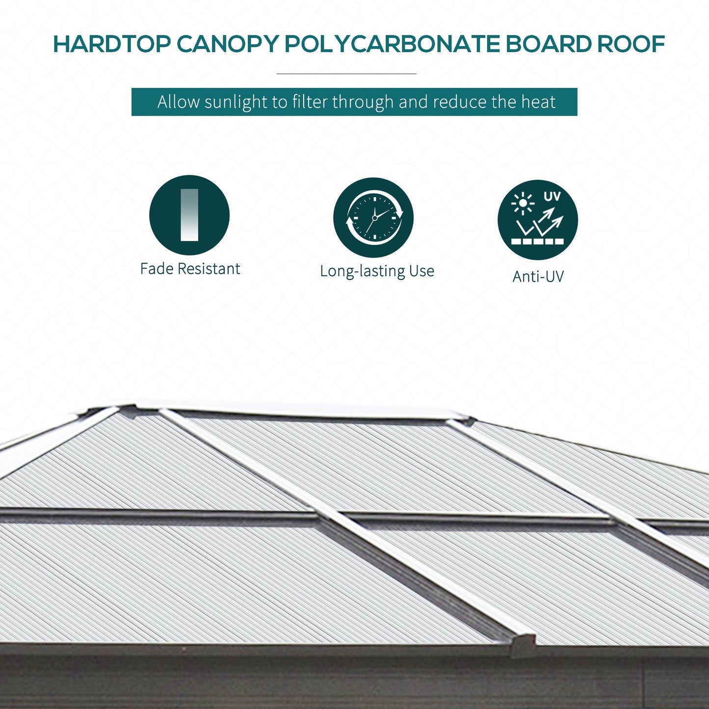 Outsunny 3 x 3.6(m) Hardtop Gazebo Canopy with Polycarbonate Roof and Aluminium Frame, Garden Pavilion, Brown