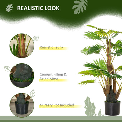 HOMCOM 2 Pack Artificial Plant Palm Tree in Pot, Fake Plants for Home Indoor Outdoor Decor, 135cm, Green