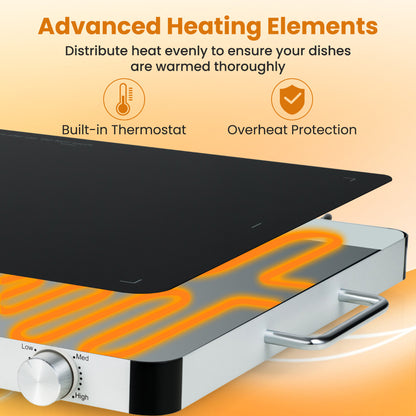Electric Warming Tray with 40 x 30 cm Surface and Anti-Scalding Handles