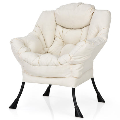 Elegant Polyester Fabric Recliner Chair with Steel Frame-Beige