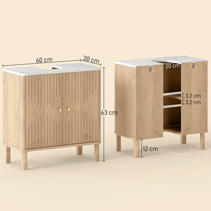 HOMCOM Under Sink Bathroom Cabinet for Basin without or with Pedestal - Oak