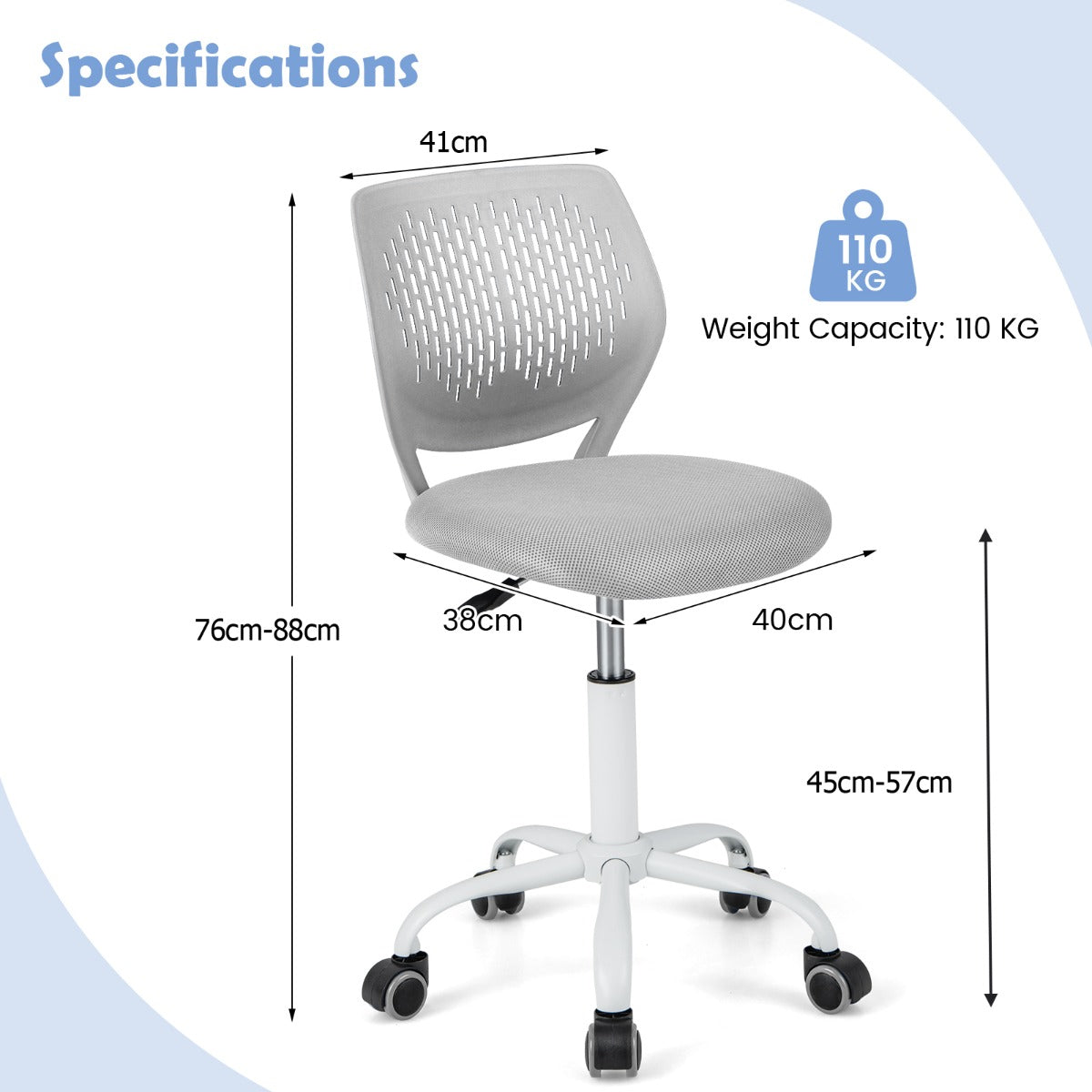 Ergonomic Children Study Chair with Adjustable Height-Grey