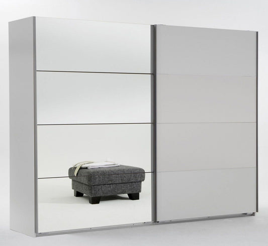Sliding Wardrobe ERASMUS 2 Door Mirrored Wardrobe White 225cm