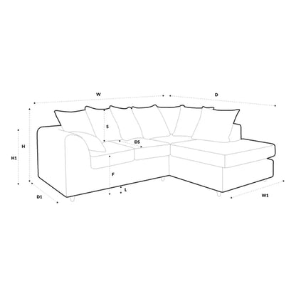 Linacre Corner Sofa - Left Arm Black and Charcoal