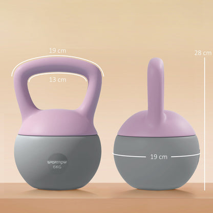 SPORTNOW 6KG Soft Kettlebell, Kettle Bell with Non-Slip Handle for Home Gym, Weight Lifting, Strength Training, Purple/Grey