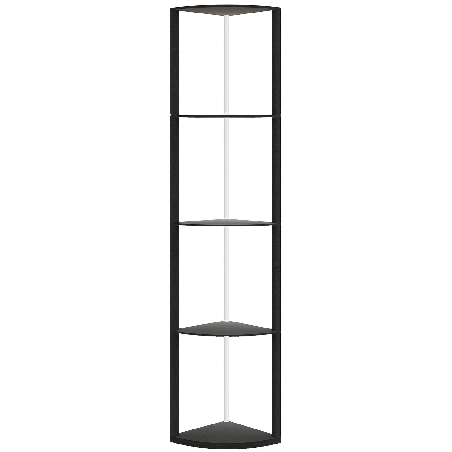 HOMCOM RGB LED Floor Lamp with Shelves, 4-Tier Dimmable Standing Lamp with Remote Control, Black