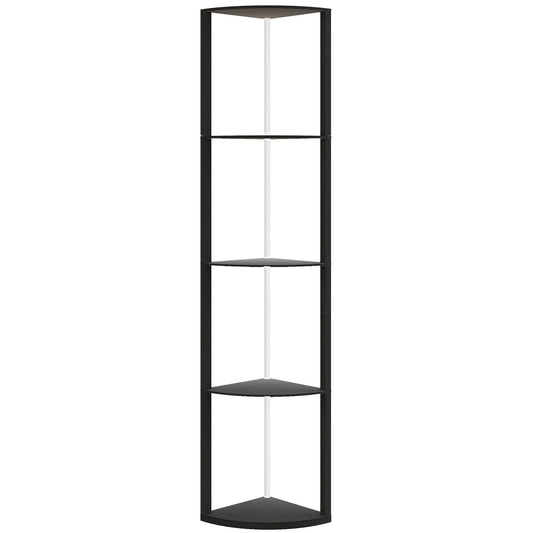 HOMCOM RGB LED Floor Lamp with Shelves, 4-Tier Dimmable Standing Lamp with Remote Control, Black