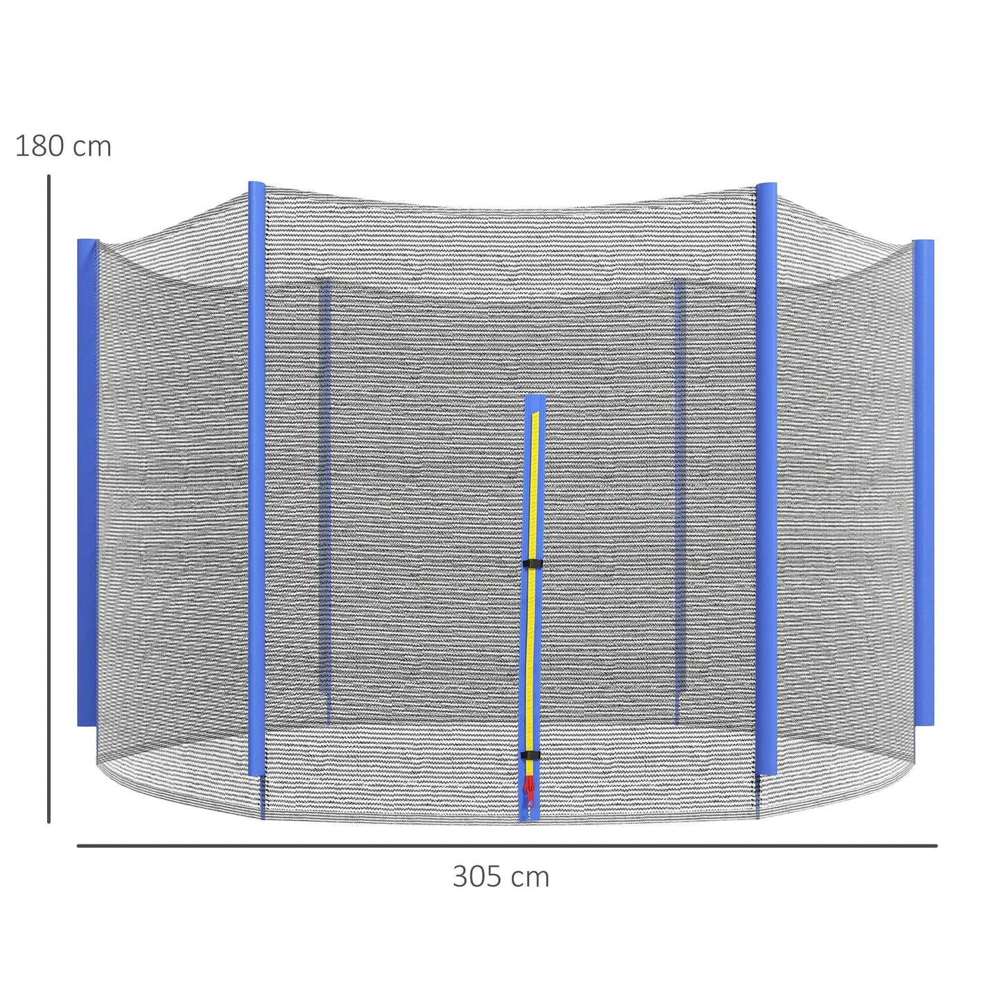 SPORTNOW 10ft Trampoline Net Replacement with 6 Plastic Pole Covers, Weather-Resistant Trampoline Netting Replacement with Zipped Entrance, Poles Not Included, Blue