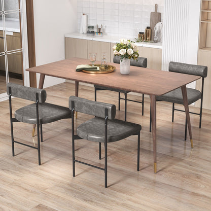 Faux Leather Upholstered Kitchen Side Chair with Curved and Padded Backrest-Grey