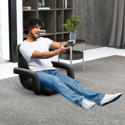 Floor Gaming Chair for Adults with Back Support and Adjustable 6-Position-Black