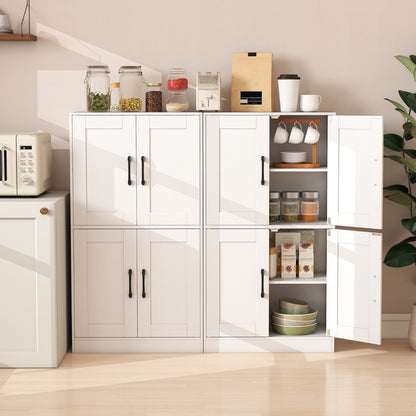 Floor Storage Cabinet with Doors and Adjustable Shelves-White