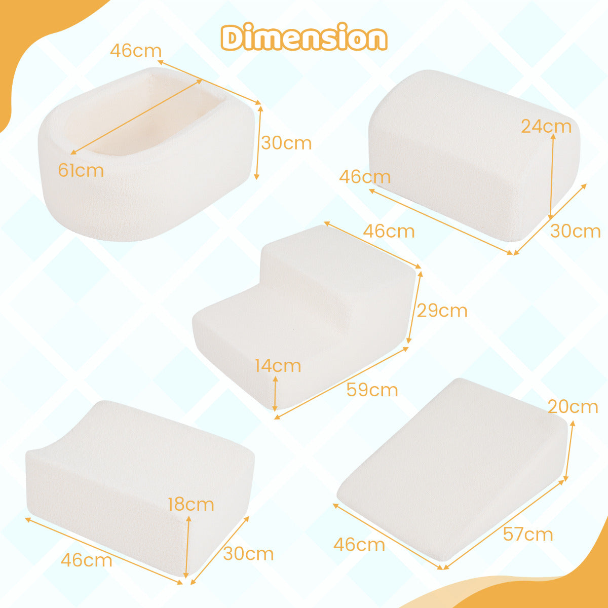 5-Piece Climb and Crawl Soft Play Set Foam Climbing Blocks-Beige