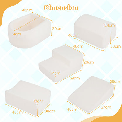 5-Piece Climb and Crawl Soft Play Set Foam Climbing Blocks-Beige