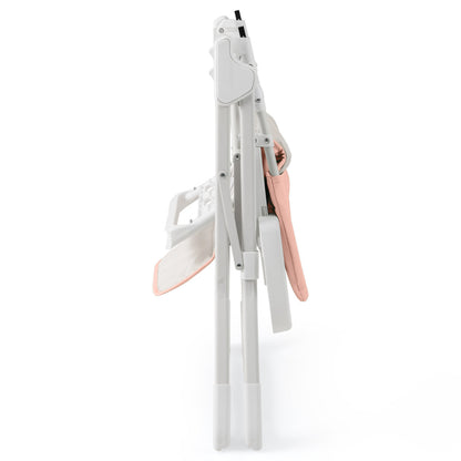 Foldable Baby High Chair with Removable Adjustable Tray-Pink