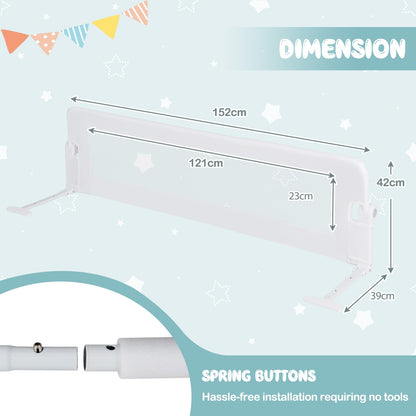 Foldable Bed Rail with Adjustable Safety Strap for Toddlers-White