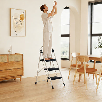 Folding Step Stool with Cushioned Handrail and Wide Anti-Slip Pedal-Blue