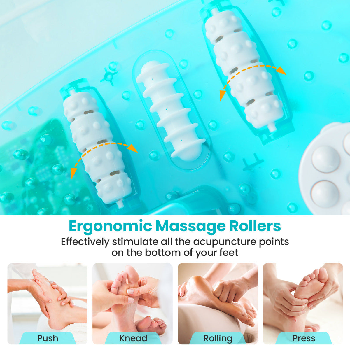 Foot Spa Massager with Removable Pedicure Stone-Lake Blue