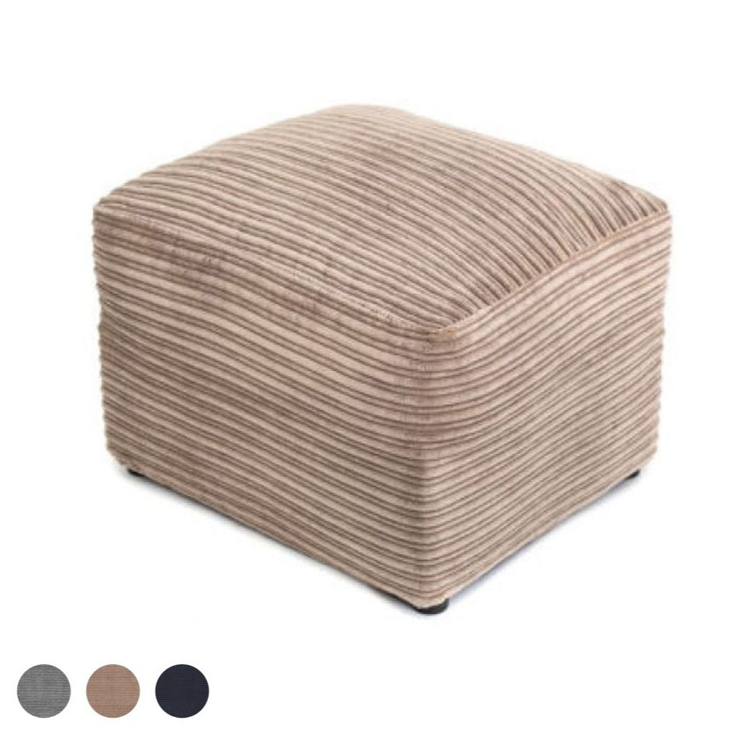 Porto Jumbo Cord Footstool - Black