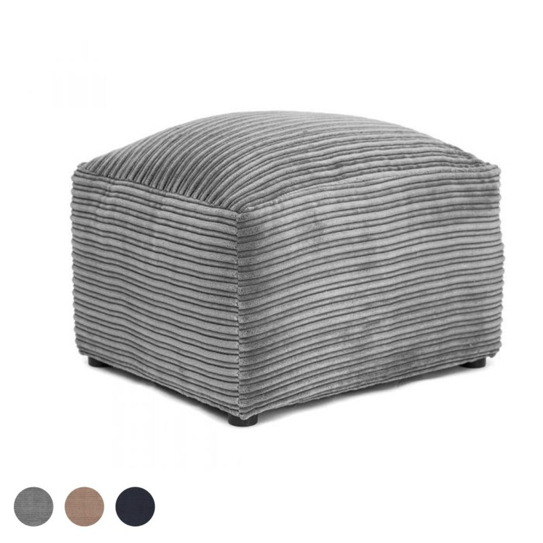 Porto Jumbo Cord Footstool - Black