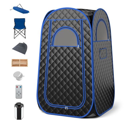 Full Body Steam Sauna Tent with 3L Steam Generator for Single Person-Black