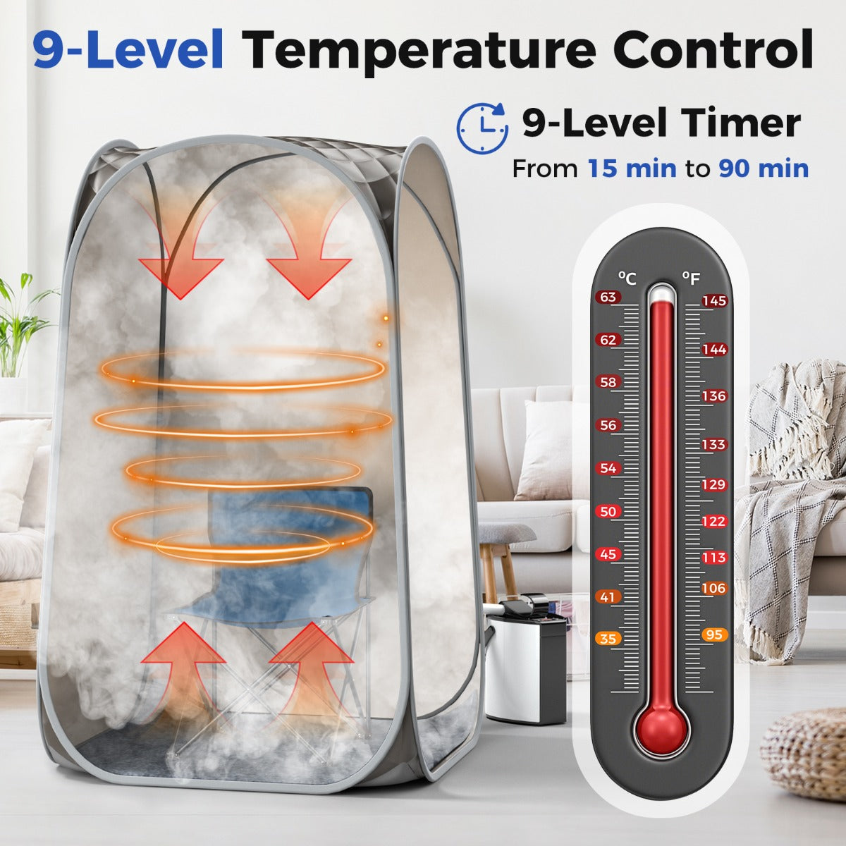 Full Body Steam Sauna Tent with 3L Steam Generator for Single Person-Grey