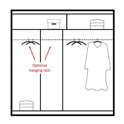 Elegant 2  Door Sliding Mirror Wardrobe Artisan Oak, Black, White, Grey, 203cm