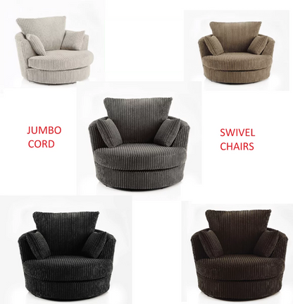 Desmond Jumbo Cord 3 Seater and 2 Seater Sofa Set - Grey and Other Colours