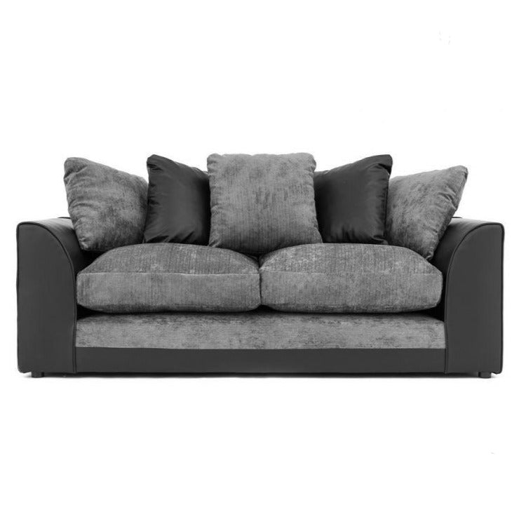 Dylan Chenille Fabric 3 Seater Sofa - Black Grey or Brown Beige