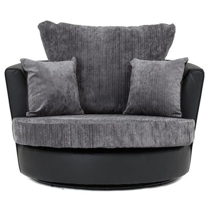 Dylan Chenille Fabric 3 Seater Sofa - Black Grey or Brown Beige