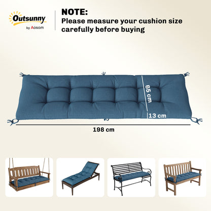 Outsunny Sun Lounger Cushion, Memory Foam Patio Chair Cushion with Ties, Outdoor Seat Pad Fits 190 x 60 cm Lounger, Blue