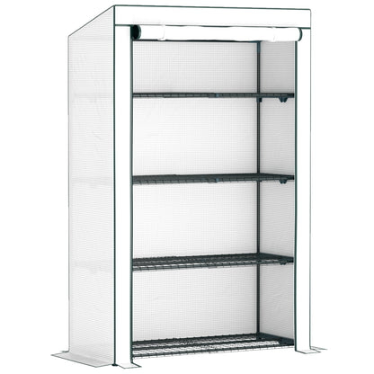 Outsunny Four-Tier Mini Greenhouse - Green/White