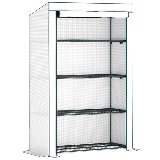 Outsunny Four-Tier Mini Greenhouse - Green/White