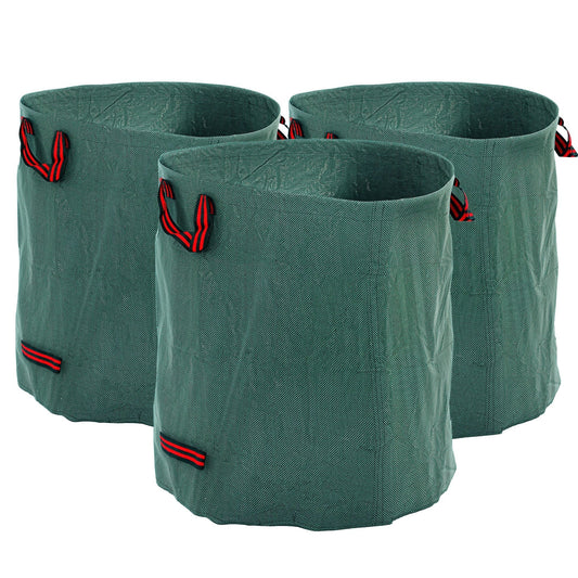 Outsunny Garden Waste Bags, 272L x 3 Heavy Duty Garden Bags, Foldable and Reusable Waste Sacks with Handles for Loading Leaf, Trash, Debris, Green