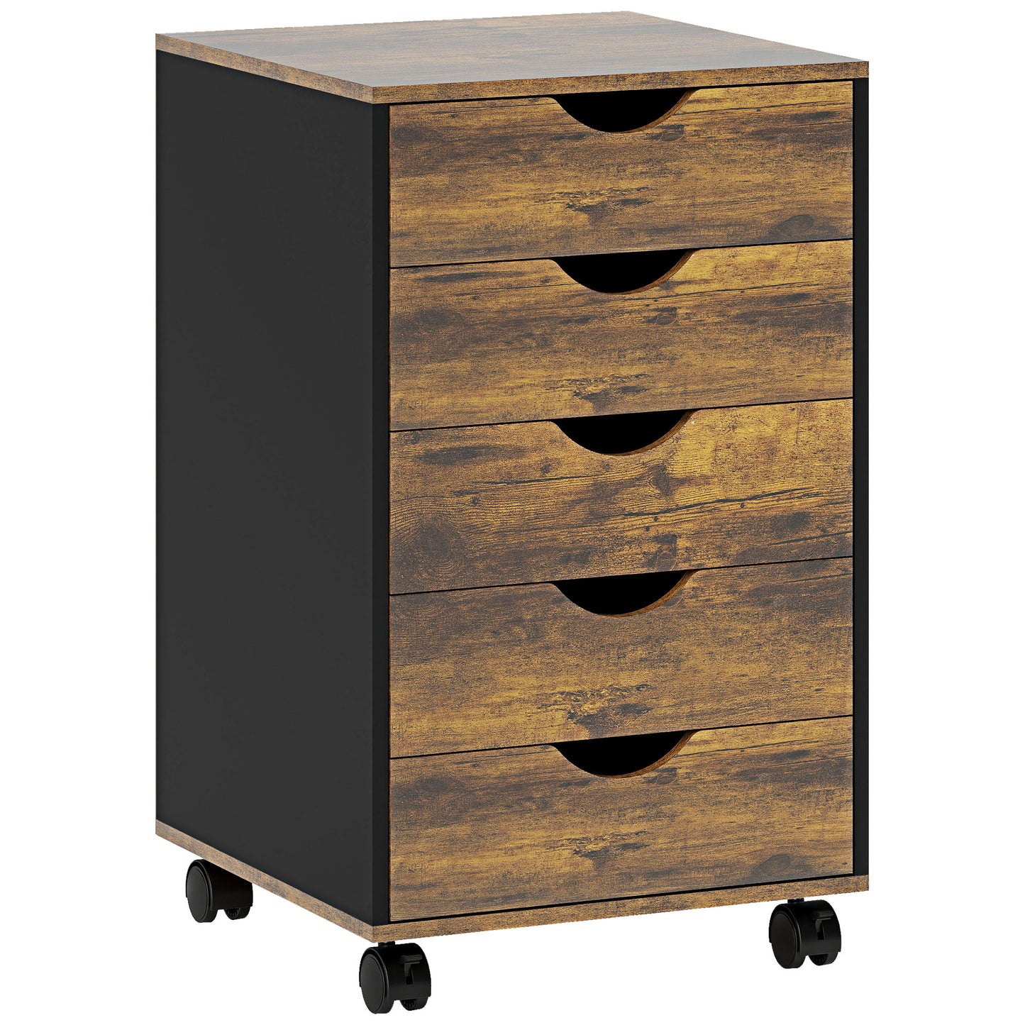 HOMCOM Five-Drawer Filing Cabinet - Rustic Brown