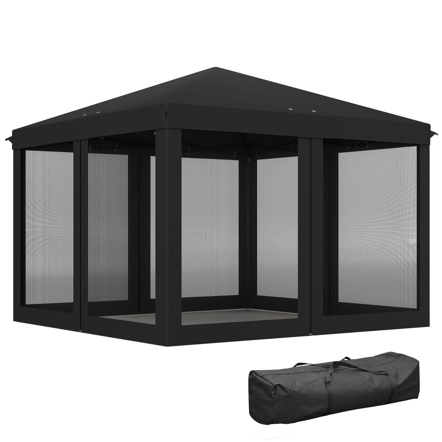 Outsunny 3 x 3Êm Pop Up Gazebo, 420D Garden Tent Canopy with Removable Mesh Sidewall Netting, Carry Bag for Garden Patio Outdoor, Black