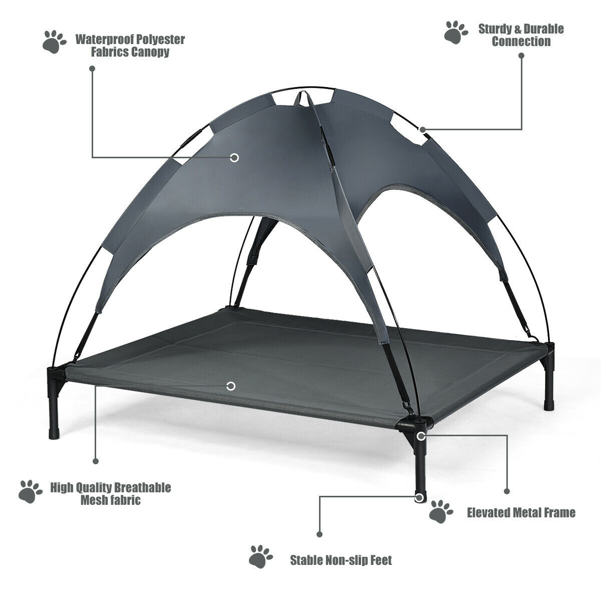 Elevated Pet Bed with Removable Canopy
