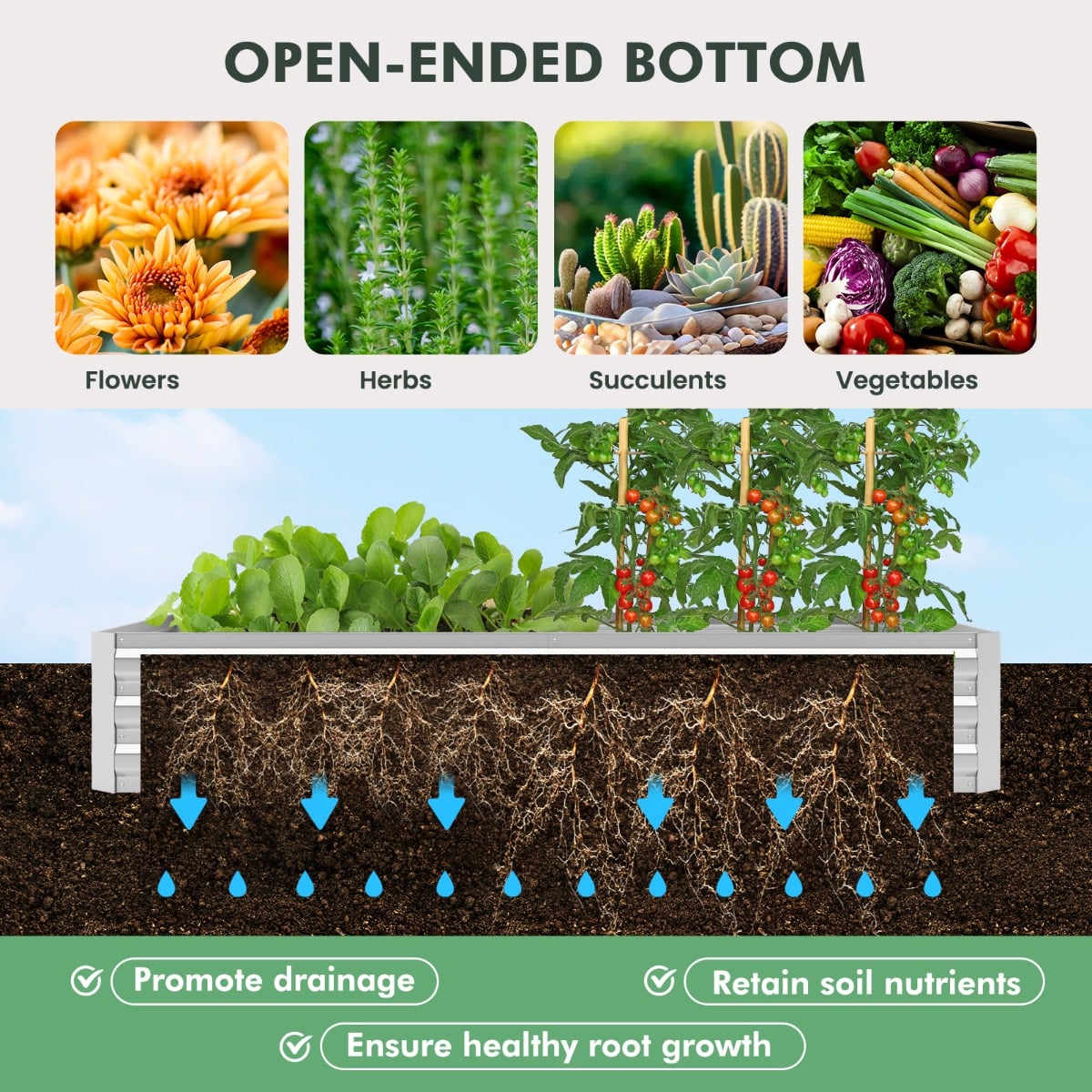 Galvanized Raised Garden Bed with Mini Greenhouse Cover