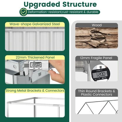 174 x 90 x 70 cm Galvanized Raised Garden Bed with Cover