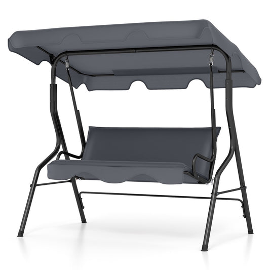 Garden Patio Metal Swing 3 Seater Lounger-Grey
