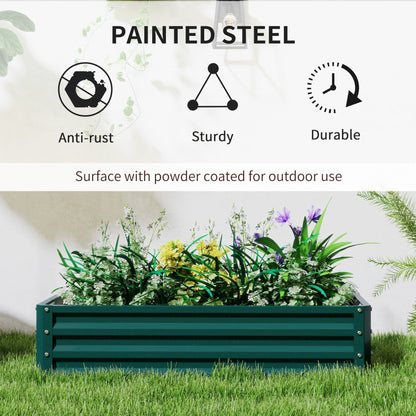 Outsunny Set of 2 Raised Beds for Garden, Galvanised Outdoor Planters for Herbs Vegetables, Use for Patio Balcony, Green